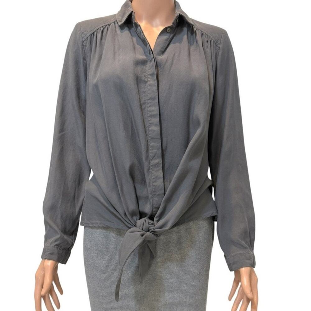 Anthropologie Maeve Tuesday XS button front tie low hem top TLS1 2904